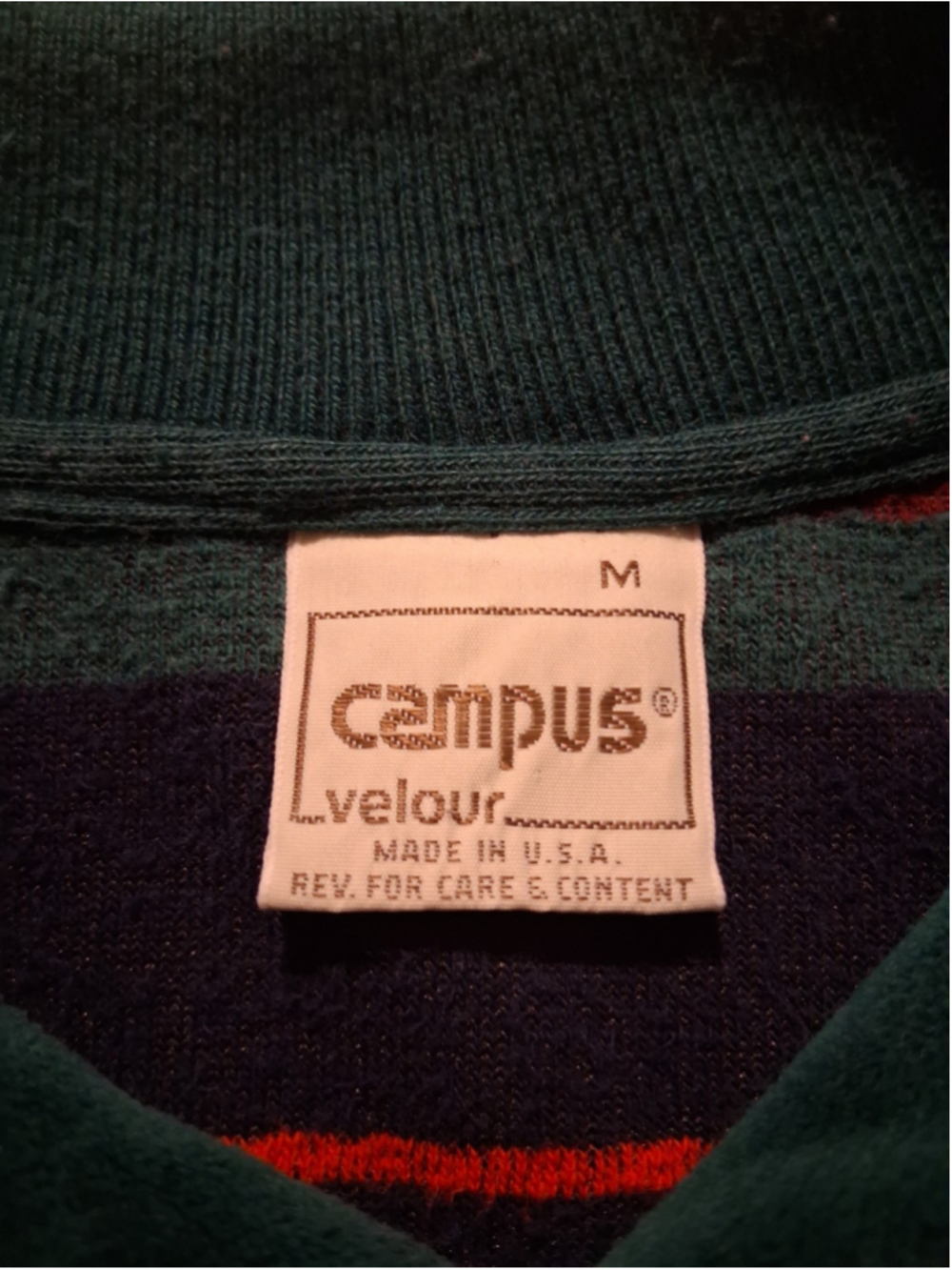 Vintage 70s Campus Velour Women's Medium Crop Boyfriend Polo Shirt Long Sleeve - Picture 7 of 10